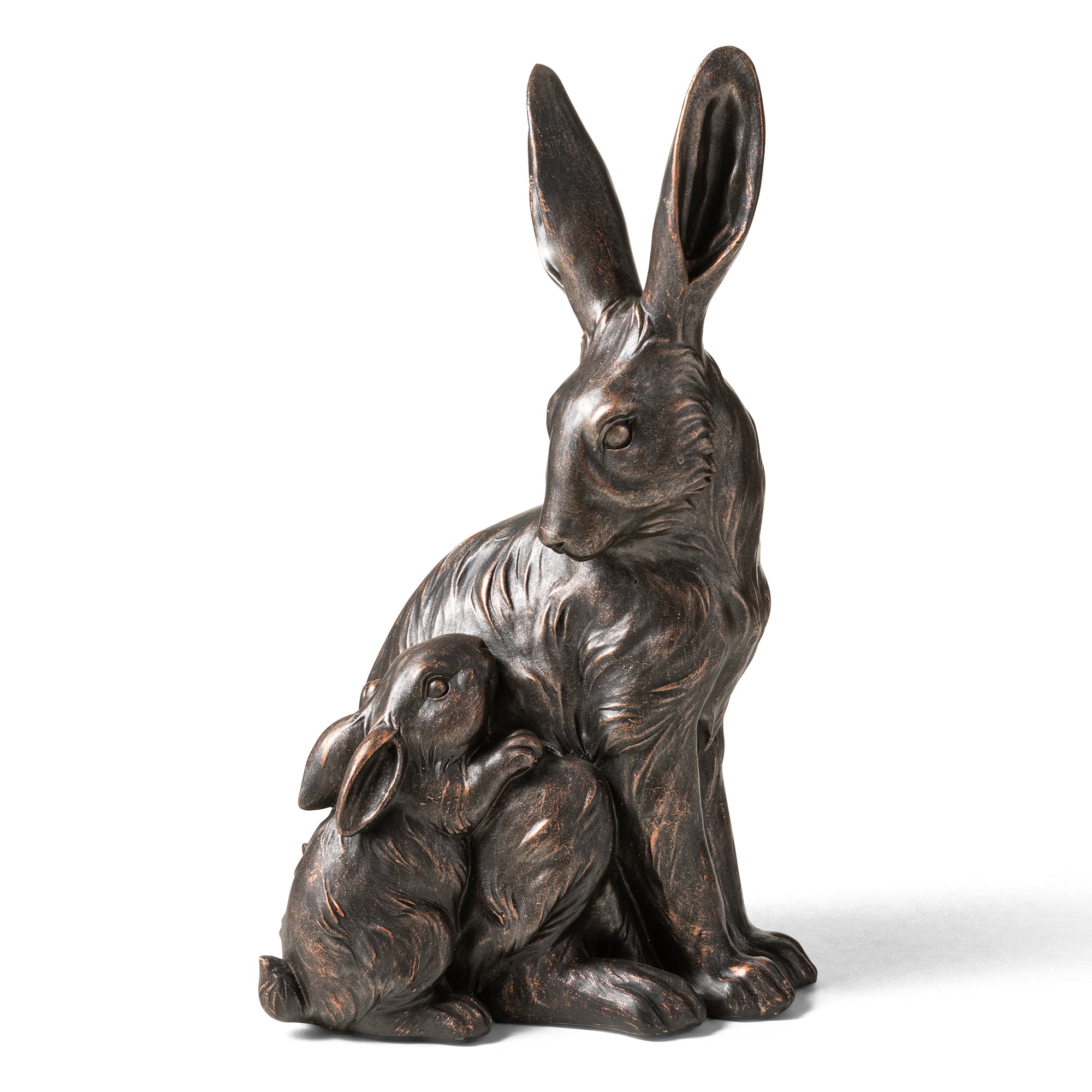 Glitzhome® 21.25" MGO Bronze Mom and Baby Rabbit Statue